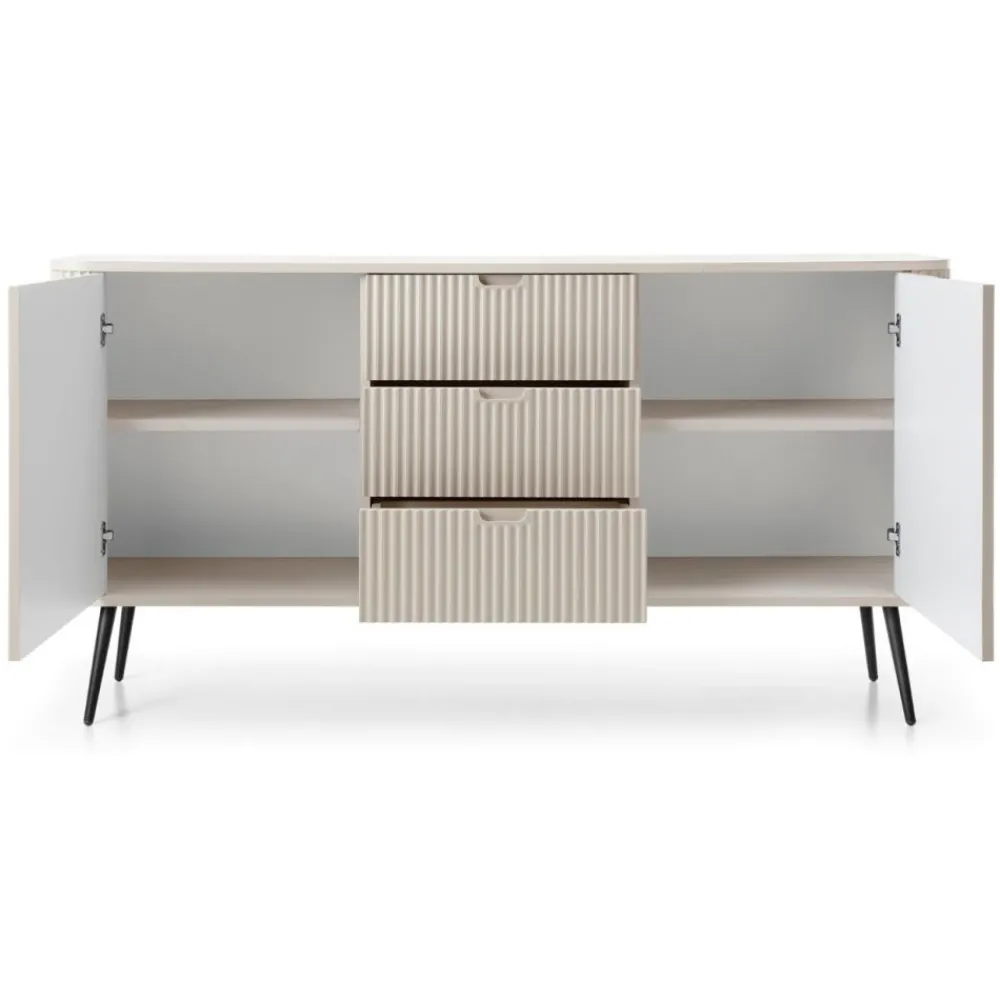 Piaski Komody Do Jadalni|Komody Do Salonu*Komoda dwudrzwiowa z trzema szufladami lamelowymi frontami Zova kaszmirowa