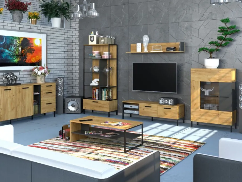 Mebelbos Komody Do Biura|Komody Do Przedpokoju*Komoda industrialna z półkami Santes 2d3s