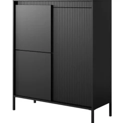 Laski Meble Komody Do Przedpokoju|Komody Do Sypialni*Komoda ryflowana wysoka Senso 3d czarna