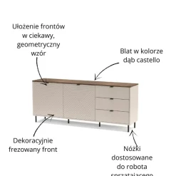 Mebelbos Komody Do Biura|Komody Do Przedpokoju*Komoda ryflowana z szufladami EVO 2D3S kaszmir / dąb castello EO-09