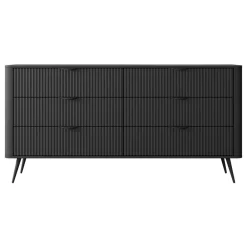 Laski Meble Komody Do Biura|Komody Do Przedpokoju*Komoda ryflowana z szufladami Lante 163 6S czarna