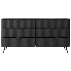 Laski Meble Komody Do Biura|Komody Do Przedpokoju*Komoda ryflowana z szufladami Lante 163 6S czarna