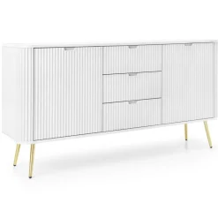 Piaski Komody Do Jadalni|Komody Do Salonu*Komoda ryflowana z trzema szufladami  Zova biała