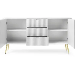 Piaski Komody Do Jadalni|Komody Do Salonu*Komoda ryflowana z trzema szufladami  Zova biała