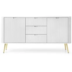 Piaski Komody Do Jadalni|Komody Do Salonu*Komoda ryflowana z trzema szufladami  Zova biała