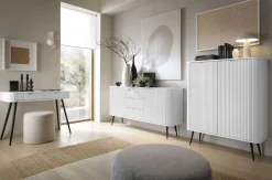 Piaski Komody Do Jadalni|Komody Do Salonu*Komoda ryflowana z trzema szufladami  Zova biała