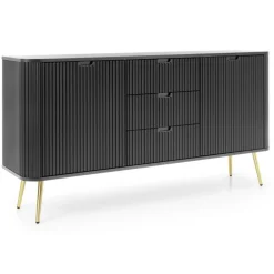 Piaski Komody Do Jadalni|Komody Do Salonu*Komoda ryflowana z trzema szufladami  Zova czarna