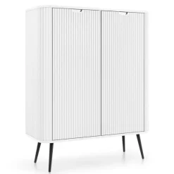 Piaski Komody Do Jadalni|Komody Do Salonu*Komoda wysoka dwudrzwiowa z lamelowymi frontami Zova biała