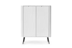 Piaski Komody Do Jadalni|Komody Do Salonu*Komoda wysoka dwudrzwiowa z lamelowymi frontami Zova biała