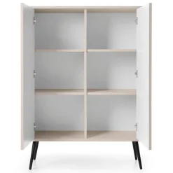 Piaski Komody Do Jadalni|Komody Do Salonu*Komoda wysoka dwudrzwiowa z lamelowymi frontami Zova kaszmirowa