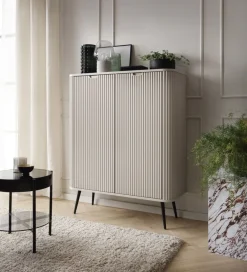 Piaski Komody Do Jadalni|Komody Do Salonu*Komoda wysoka dwudrzwiowa z lamelowymi frontami Zova kaszmirowa