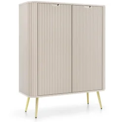 Piaski Komody Do Jadalni|Komody Do Salonu*Komoda wysoka ryflowana dwudrzwiowa Zova kaszmirowa