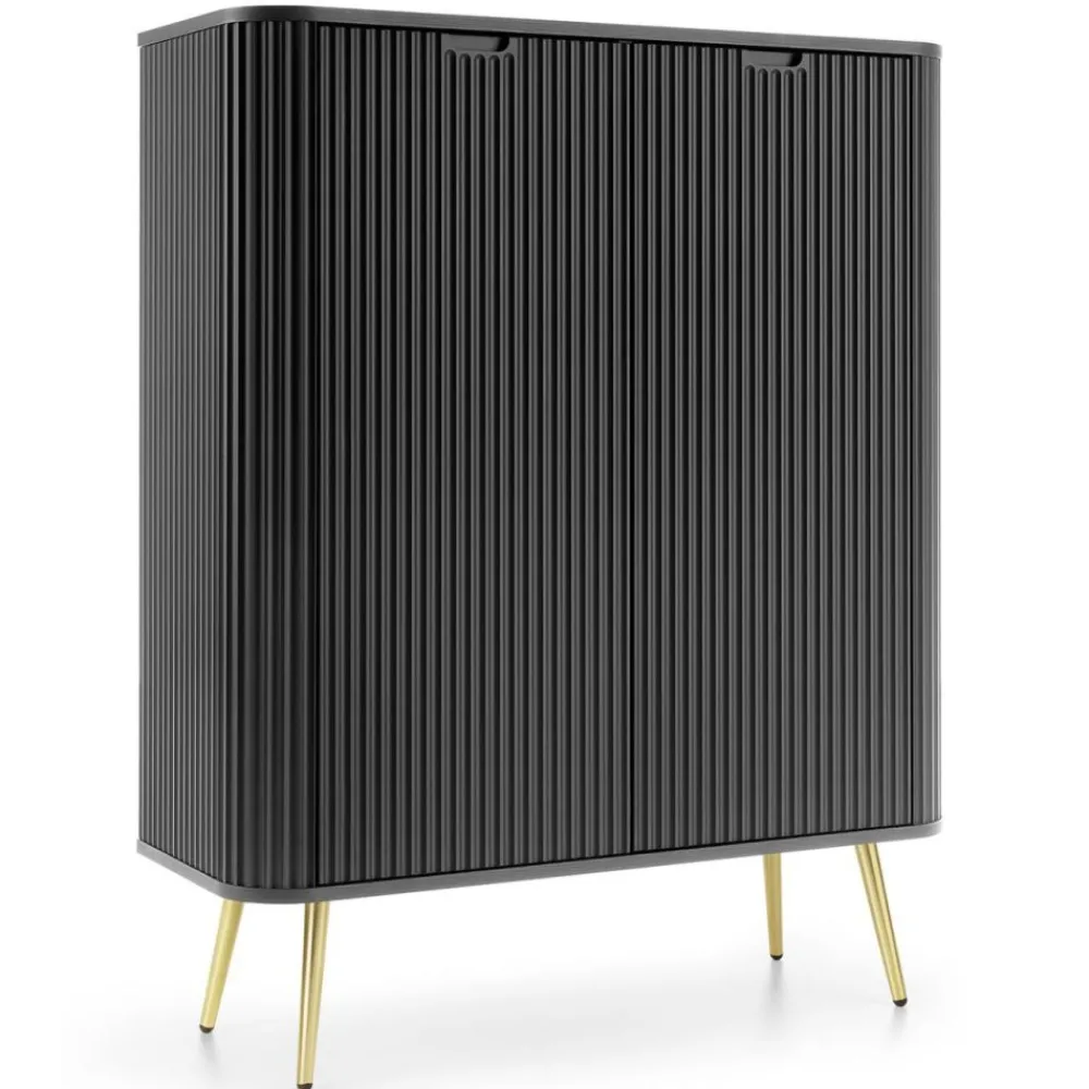 Piaski Komody Do Jadalni|Komody Do Salonu*Komoda wysoka ryflowana dwudrzwiowa Zova czarna