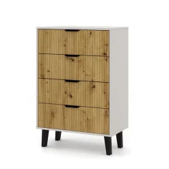 Mebelbos Komody Do Przedpokoju|Komody Do Biura*Komoda z czterem szufladami 4S, kaszmir i dąb artisan BORG DUO