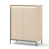 Lenart Komody Do Biura|Komody Do Przedpokoju*Komoda z lamelami do garderoby z LED TREND TG-03 Beż piaskowy + czarny
