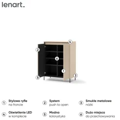 Lenart Komody Do Biura|Komody Do Przedpokoju*Komoda z lamelami do garderoby z LED TREND TG-03 Beż piaskowy + czarny