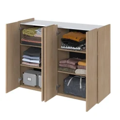 Lenart Komody Do Biura|Komody Do Przedpokoju*Komoda z półkami podświetlana LED dąb scandi Easy EA-02 4D