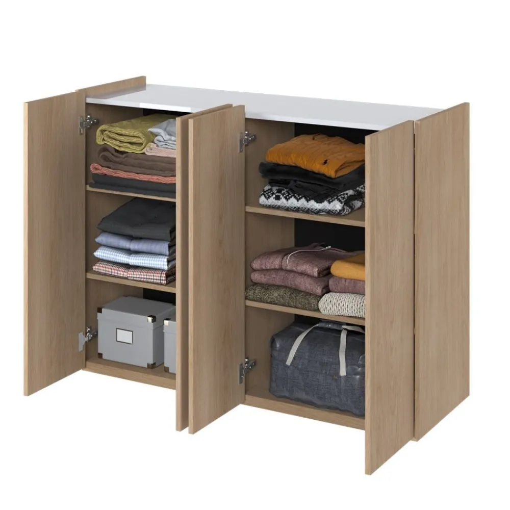 Lenart Komody Do Biura|Komody Do Przedpokoju*Komoda z półkami podświetlana LED dąb scandi Easy EA-02 4D