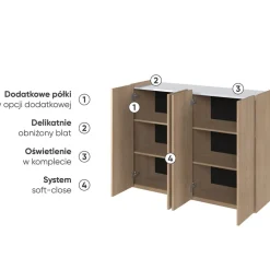 Lenart Komody Do Biura|Komody Do Przedpokoju*Komoda z półkami podświetlana LED dąb scandi Easy EA-02 4D