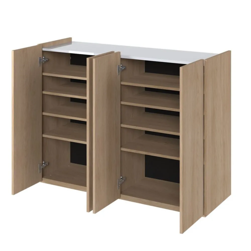 Lenart Komody Do Biura|Komody Do Przedpokoju*Komoda z półkami podświetlana LED dąb scandi Easy EA-02 4D