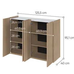 Lenart Komody Do Biura|Komody Do Przedpokoju*Komoda z półkami podświetlana LED dąb scandi Easy EA-02 4D