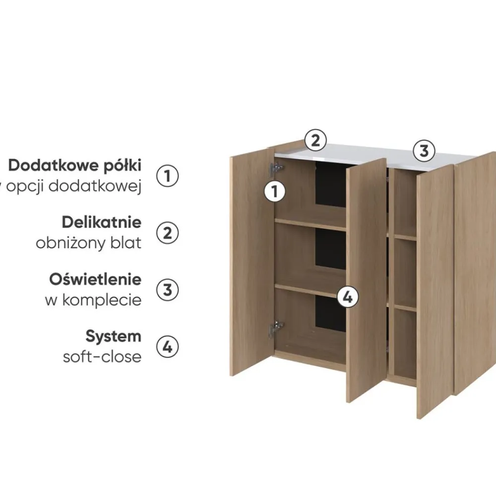 Lenart Komody Do Biura|Komody Do Przedpokoju*Komoda z podświetleniem LED i półkami Easy EA-03 3D