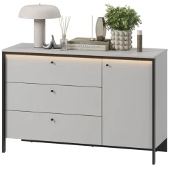 Lenart Komody*Komoda z szufladami i półkami szara Gris GS-04