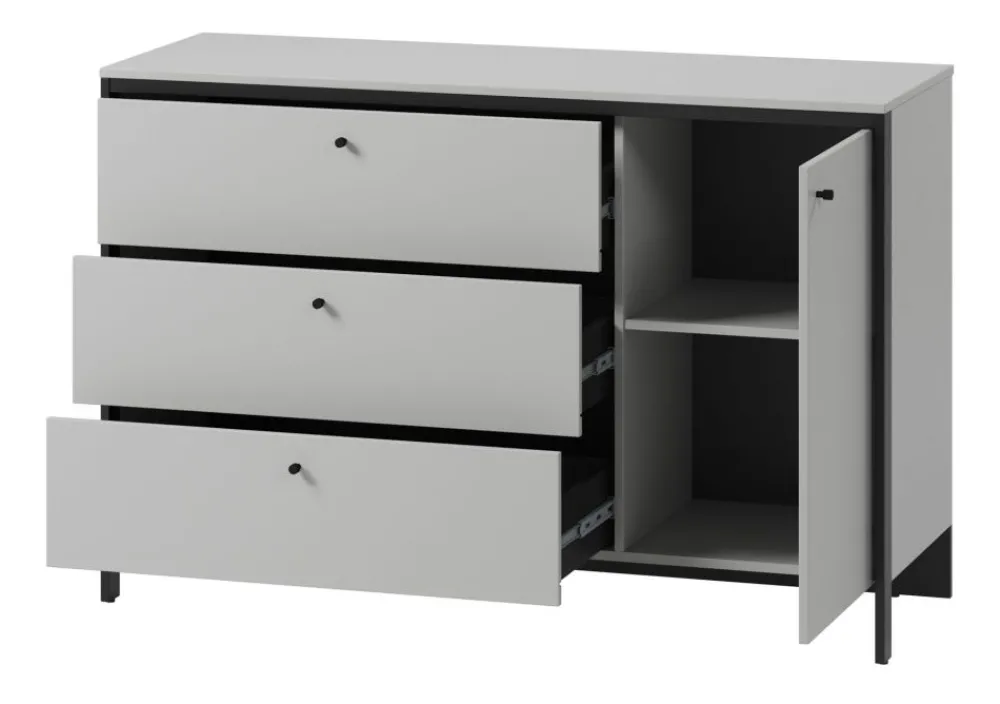 Lenart Komody*Komoda z szufladami i półkami szara Gris GS-04