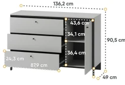 Lenart Komody*Komoda z szufladami i półkami szara Gris GS-04