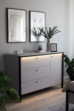 Lenart Komody*Komoda z szufladami i półkami szara Gris GS-04