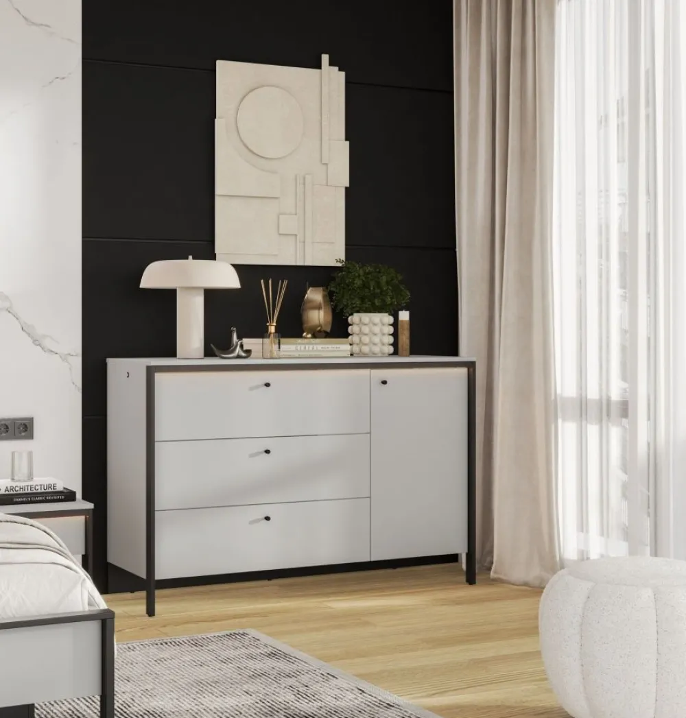 Lenart Komody*Komoda z szufladami i półkami szara Gris GS-04