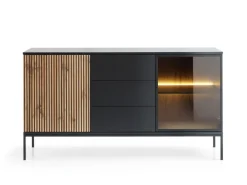 Piaski Komody Do Jadalni|Komody Do Salonu*Komoda z szufladami oświetleniem Sento czarny / dąb wotan