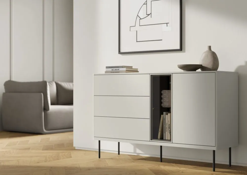 Lenart Ławy I Stoliki Do Pokoju Młodzieżowego|Ławy I Stoliki Do Salonu*Komoda z szufladami przeszklona Epiro EP-03 kaszmirowa + dąb ciemny