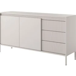 Laski Meble Komody Do Przedpokoju|Komody Do Sypialni*Komoda z szufladami ryflowana szeroka Senso 2d3s beżowa