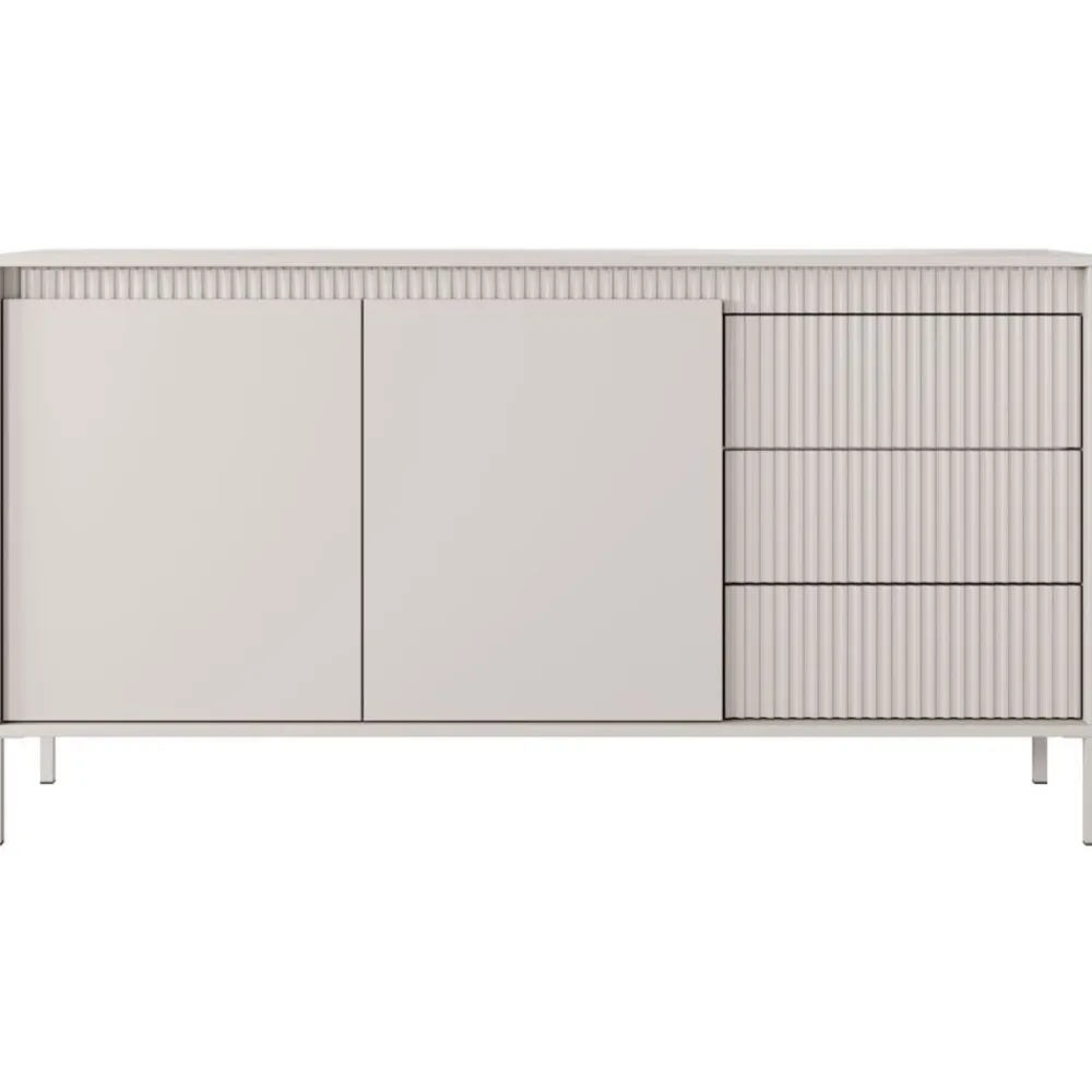 Laski Meble Komody Do Przedpokoju|Komody Do Sypialni*Komoda z szufladami ryflowana szeroka Senso 2d3s beżowa