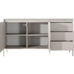 Laski Meble Komody Do Przedpokoju|Komody Do Sypialni*Komoda z szufladami ryflowana szeroka Senso 2d3s beżowa