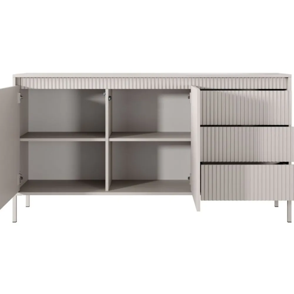 Laski Meble Komody Do Przedpokoju|Komody Do Sypialni*Komoda z szufladami ryflowana szeroka Senso 2d3s beżowa