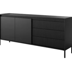 Laski Meble Komody Do Przedpokoju|Komody Do Sypialni*Komoda z szufladami ryflowana 187 cm szeroka Senso 2d3s czarna