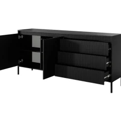 Laski Meble Komody Do Przedpokoju|Komody Do Sypialni*Komoda z szufladami ryflowana 187 cm szeroka Senso 2d3s czarna