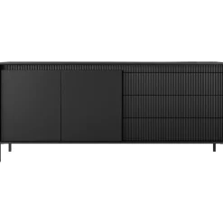 Laski Meble Komody Do Przedpokoju|Komody Do Sypialni*Komoda z szufladami ryflowana 187 cm szeroka Senso 2d3s czarna