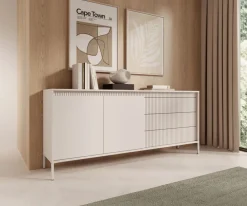 Laski Meble Komody Do Przedpokoju|Komody Do Sypialni*Komoda z szufladami ryflowana 187 cm szeroka Senso 2d3s beżowa