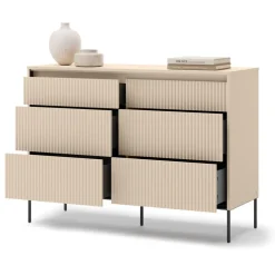 Lenart Komody Do Biura|Komody Do Przedpokoju*Komoda z szufladmi do sypialni TREND TS-06 Beż piaskowy + czarny