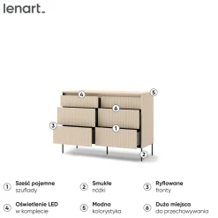 Lenart Komody Do Biura|Komody Do Przedpokoju*Komoda z szufladmi do sypialni TREND TS-06 Beż piaskowy + czarny