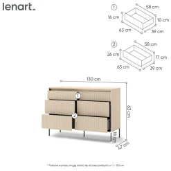 Lenart Komody Do Biura|Komody Do Przedpokoju*Komoda z szufladmi do sypialni TREND TS-06 Beż piaskowy + czarny