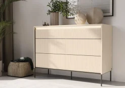 Lenart Komody Do Biura|Komody Do Przedpokoju*Komoda z szufladmi do sypialni TREND TS-06 Beż piaskowy + czarny