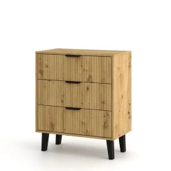 Mebelbos Komody Do Biura|Komody Do Przedpokoju*Komoda z trzema szufladami 3S, ryflowane fronty dąb artisan BORG DUO