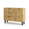 Mebelbos Komody Do Biura|Komody Do Przedpokoju*Komoda z trzema szufladami i szafką 1D3S, ryflowane fronty dąb artisan BORG DUO