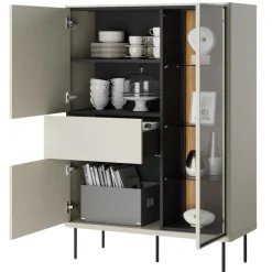 Lenart Komody Do Jadalni|Witryny Do Jadalni*Komoda z witryną Epiro EP-01 kaszmirowa + dąb ciemny