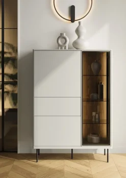 Lenart Komody Do Jadalni|Witryny Do Jadalni*Komoda z witryną Epiro EP-01 kaszmirowa + dąb ciemny