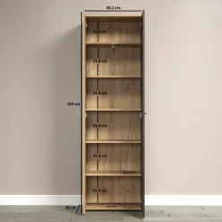 Mebelbos Szafy Do Przedpokoju|Szafy Do Pokoju Młodzieżowego*Kompaktowa szafa 40 cm – wąska szafa z 5 półkami grafit/dąb evok z lamelami